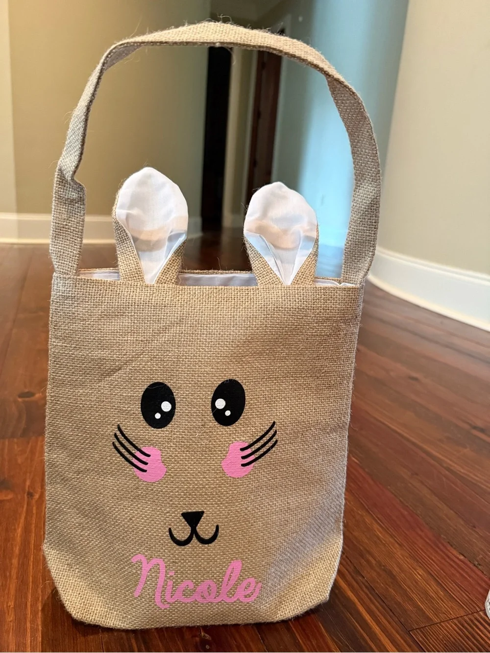 Personalized Nicole Beige Bunny Bag